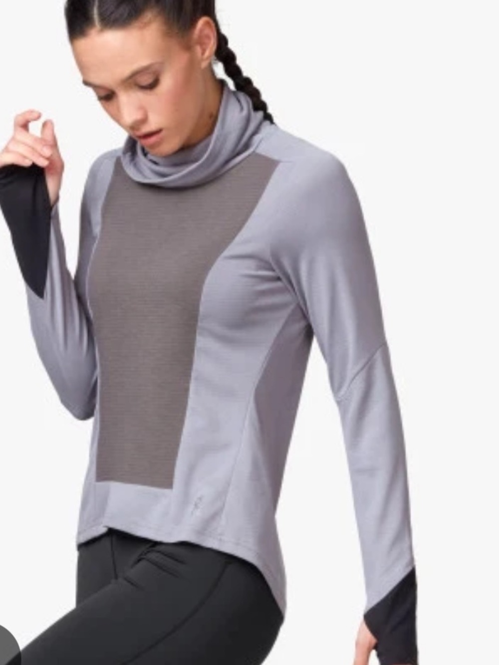 On Cloud Running Weather shirt Medium Fossil Rock gray colorway funnel neck